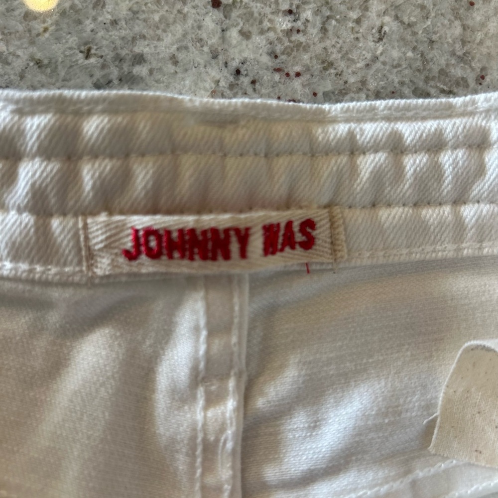 Johnny Was White High Rise Braided Wide Leg Jeans - Picture 11 of 13